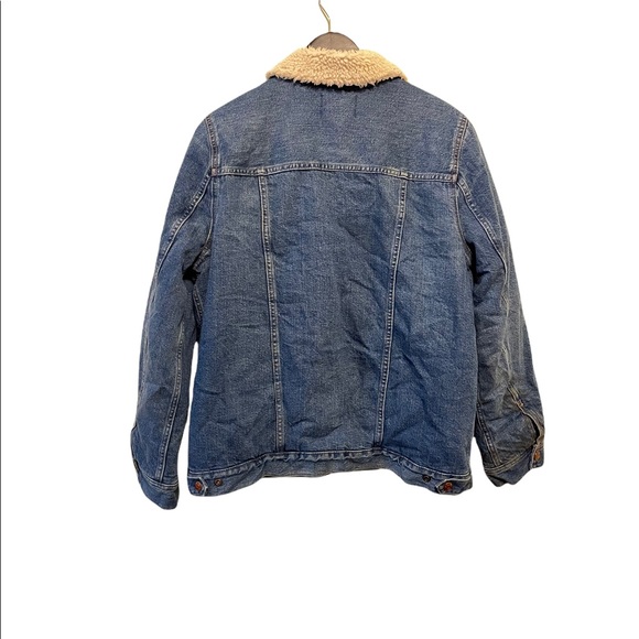 Madewell Oversized Donaway Wash Snap Button Sherpa Lined Denim Jean Jacket - Picture 9 of 9